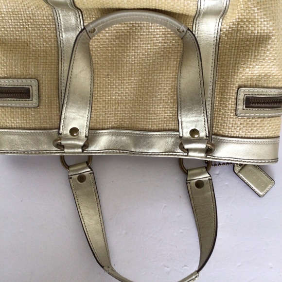 COACH LEGACY METALLIC GOLD AND STRAW HANDBAG - Picture 8 of 13